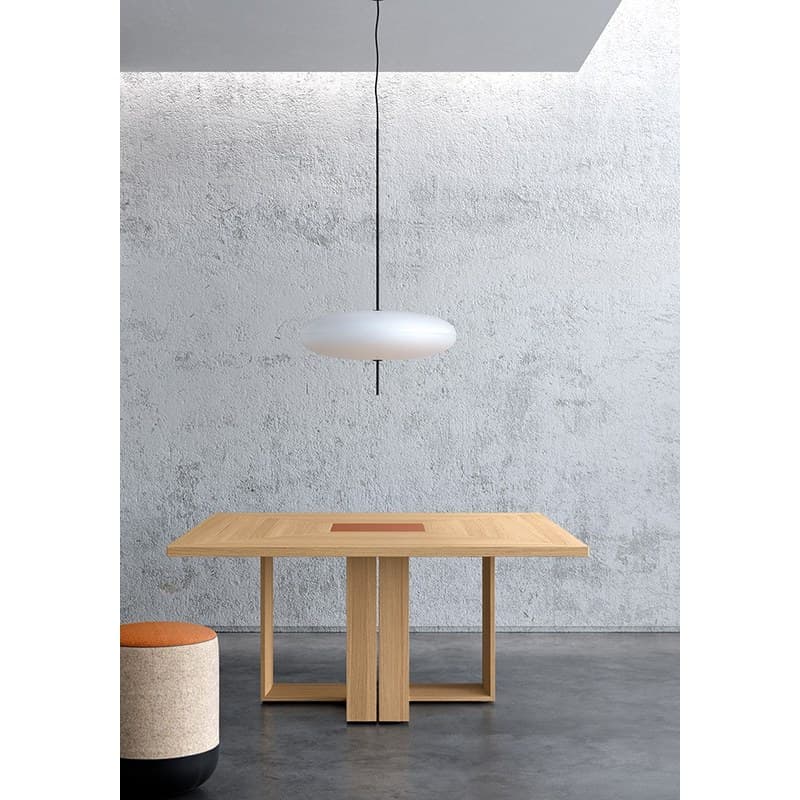 Table carrée ARCHE avec insert cuir BRALCO
