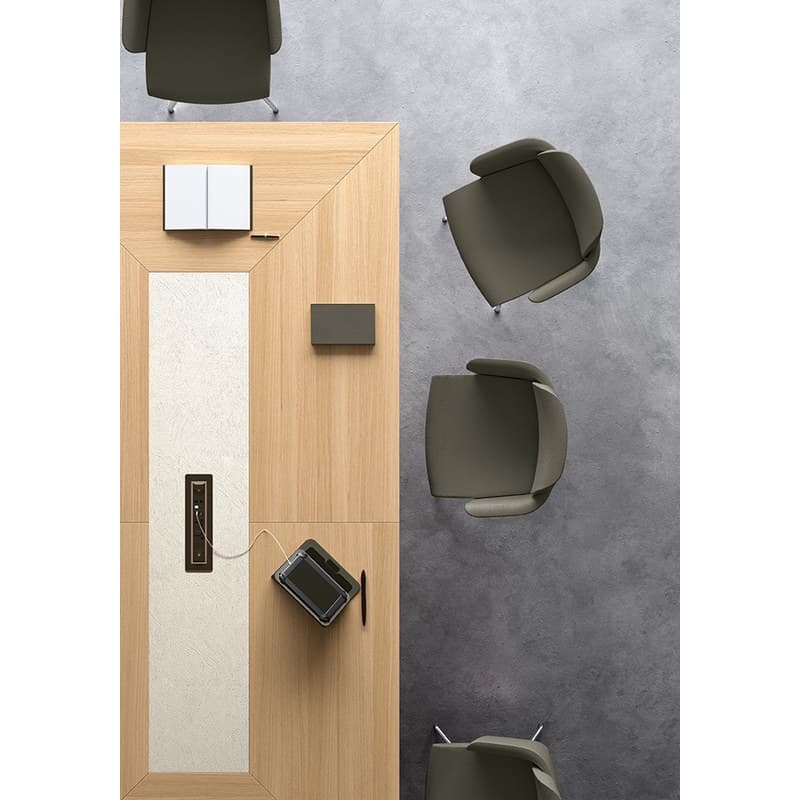 Table de réunion ARCHE avec insert cuir 320 cm BRALCO