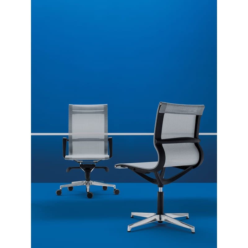 Fauteuil de réunion MOMA résille, piètement 4 branches BRALCO