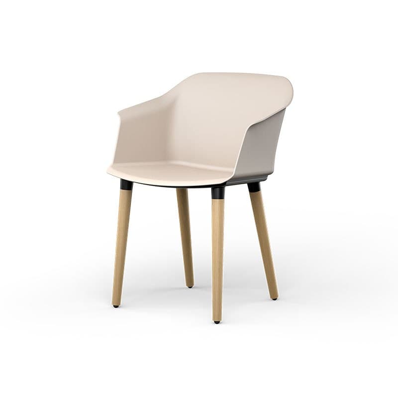 Fauteuil coque SCOTT 4 pieds bois EOL