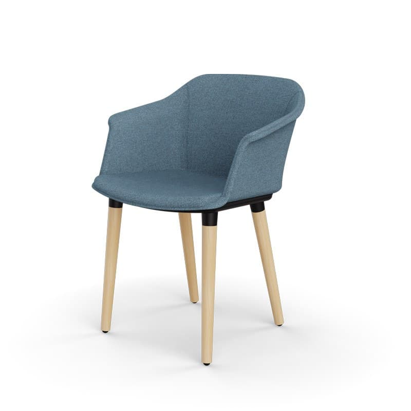 Fauteuil SCOTT tapissé 4 pieds bois EOL