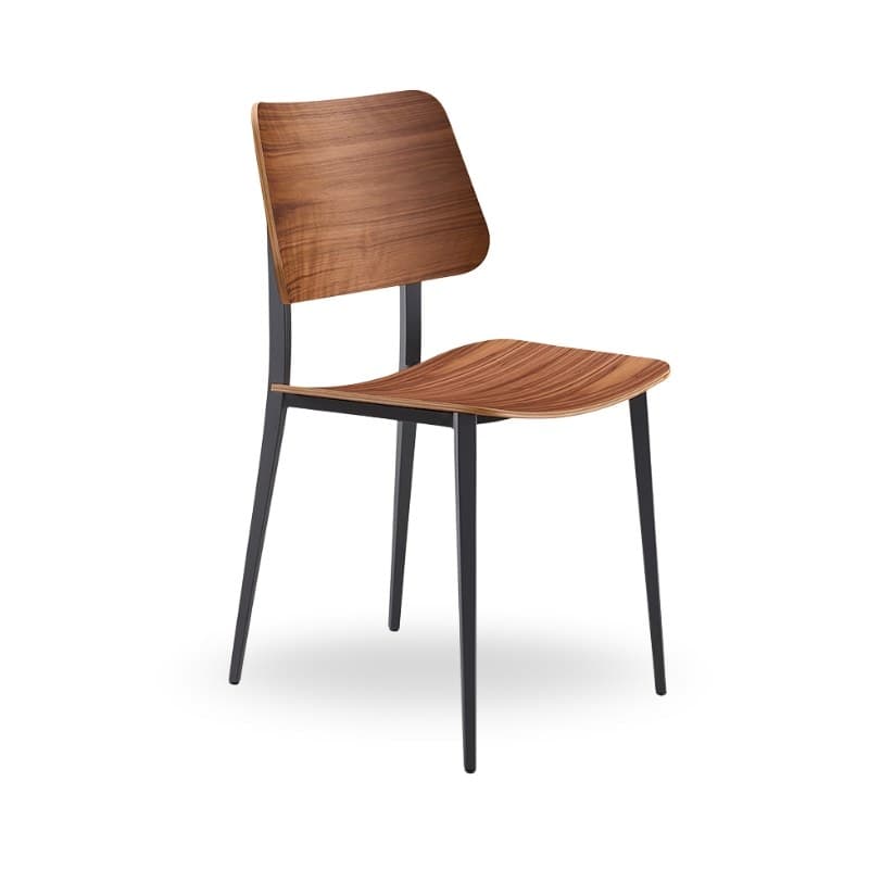 Chaise JOE coque bois, pieds métal - MIDJ
