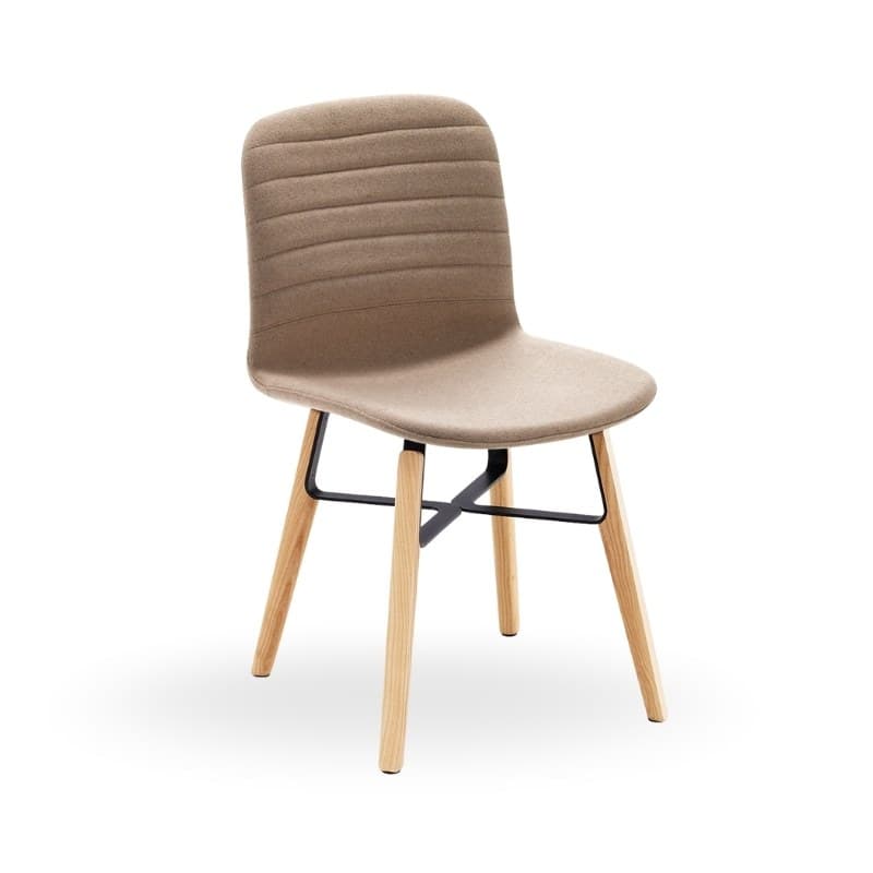 Chaise LIÙ en tissu, pieds bois - MIDJ