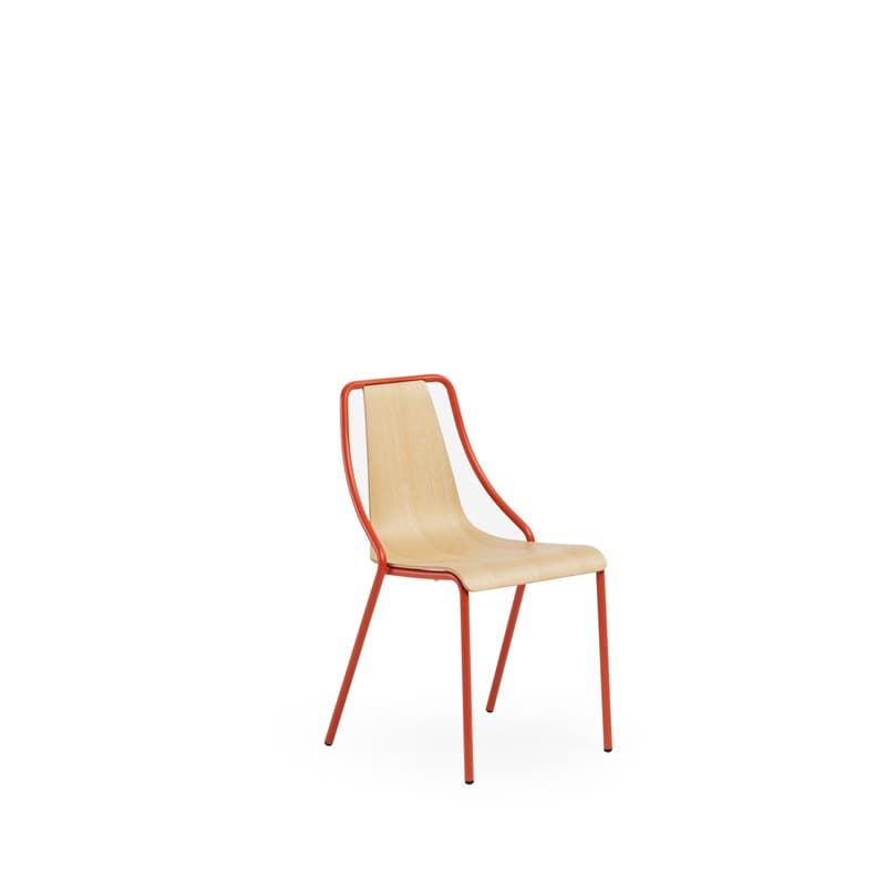 Chaise OLA coque bois, pieds métal - MIDJ