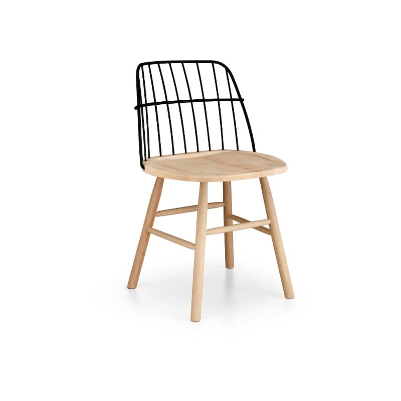 Chaise STRIKE en bois, dossier métal - MIDJ