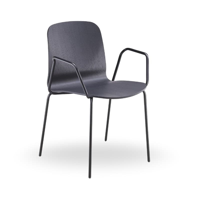 Fauteuil LIÙ coque bois, pieds métal - MIDJ