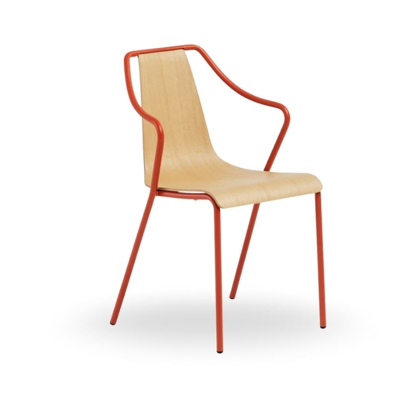 Fauteuil OLA coque bois, pieds métal - MIDJ