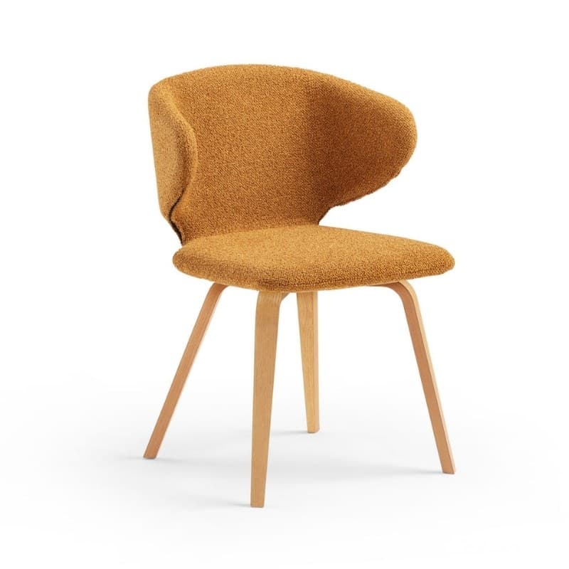 Fauteuil WRAP.1 en tissu, pieds bois - MIDJ