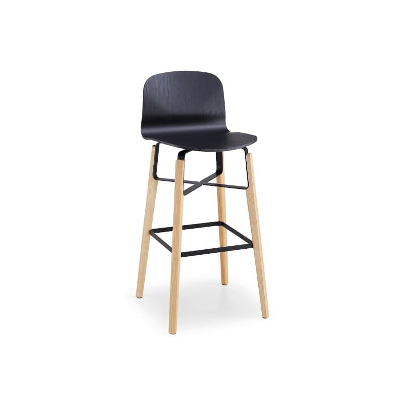 Tabouret LIÙ coque bois, pieds bois et métal - MIDJ
