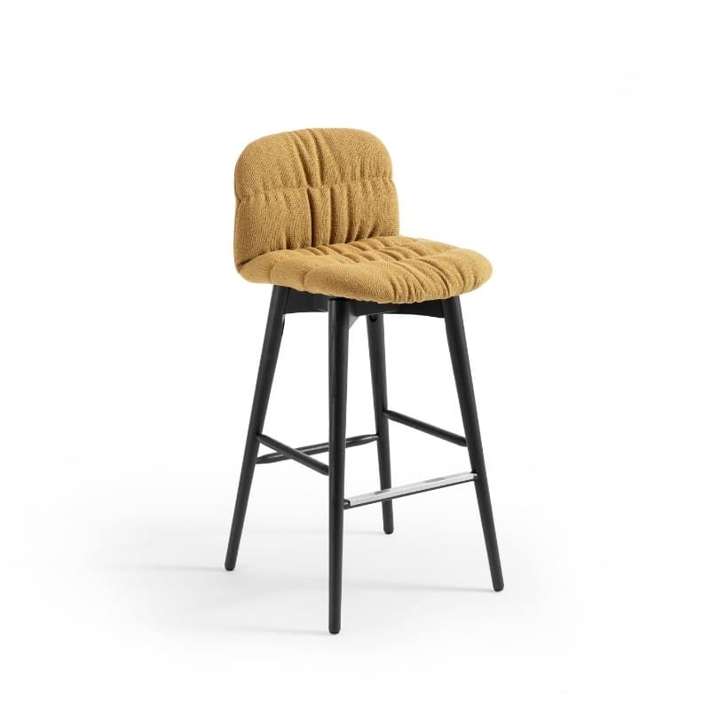 Tabouret LIÙ en tissu, pieds bois - MIDJ