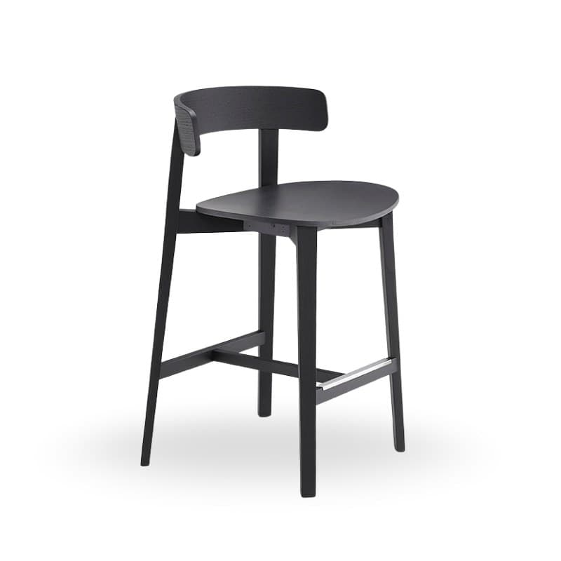 Tabouret MAYA coque bois, pieds bois - MIDJ