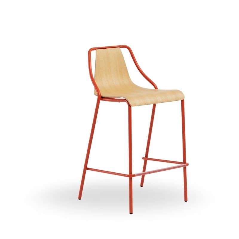 Tabouret OLA coque bois, pieds métal - MIDJ