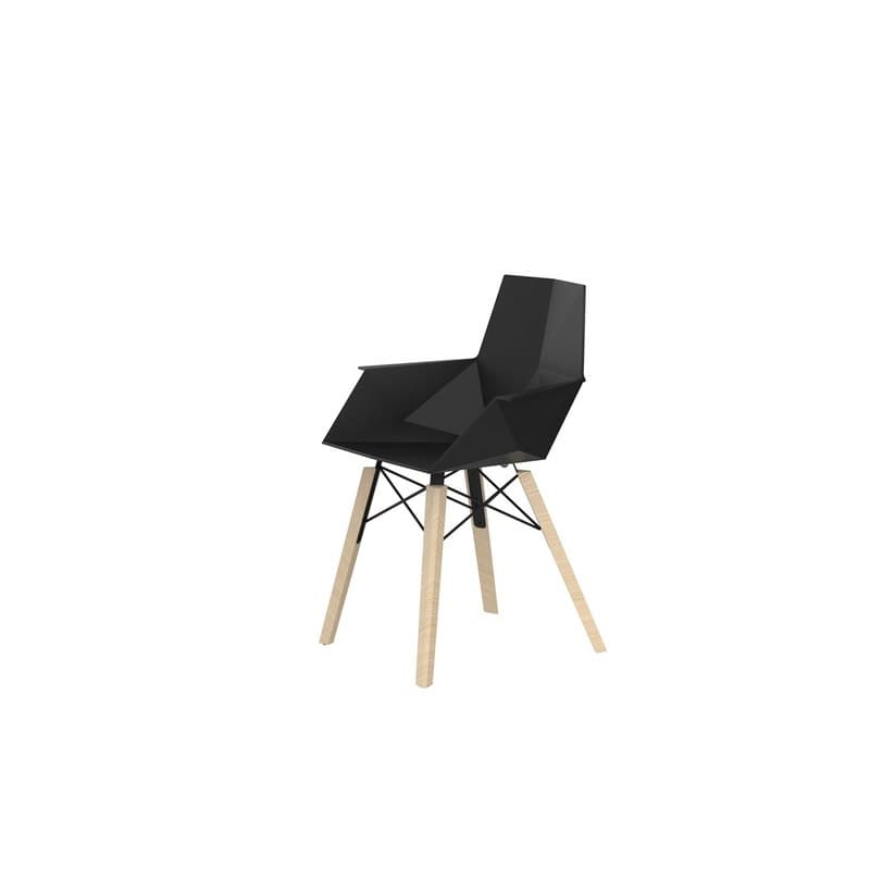 Chaise avec accoudoirs FAZ WOOD - noir